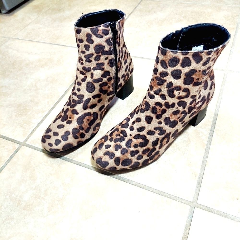 Animal Print Faux Suede Boots - Picture 2 of 6